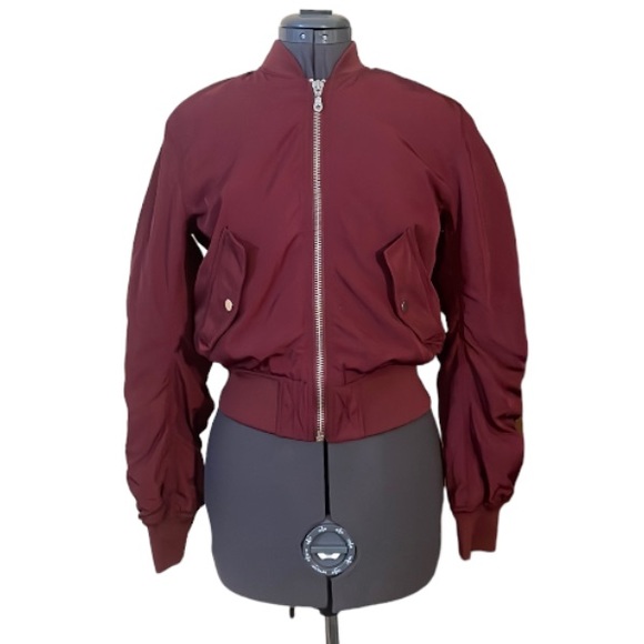 H&M Divided Burgundy Bomber Jacket Size 4 - Picture 1 of 16